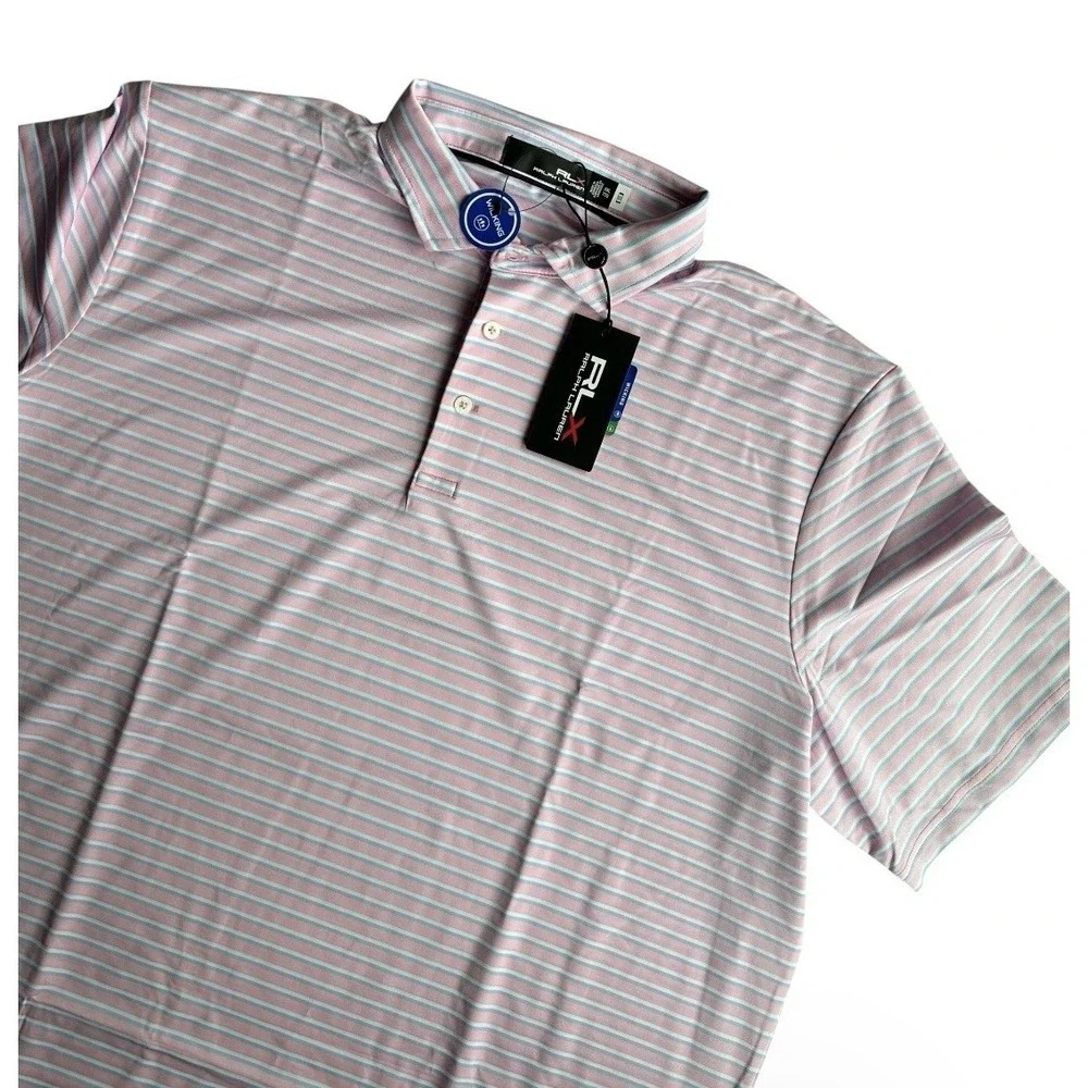 RLX Ralph Lauren Performance Multi Color Golf Polo Shirt Men's Size 2XL Stripe